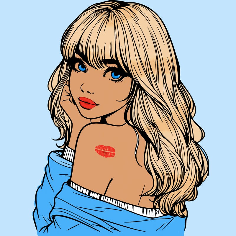 realistic girl with bangs looking over her shoulder