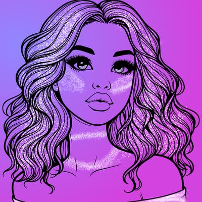 realistic girl with wavy hair and lips