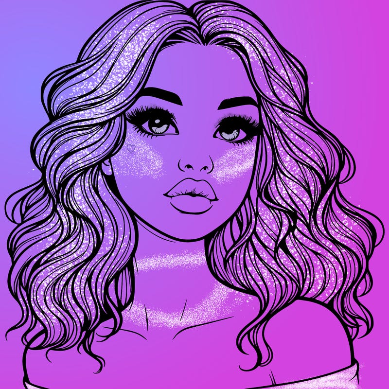 realistic girl with wavy hair and lips