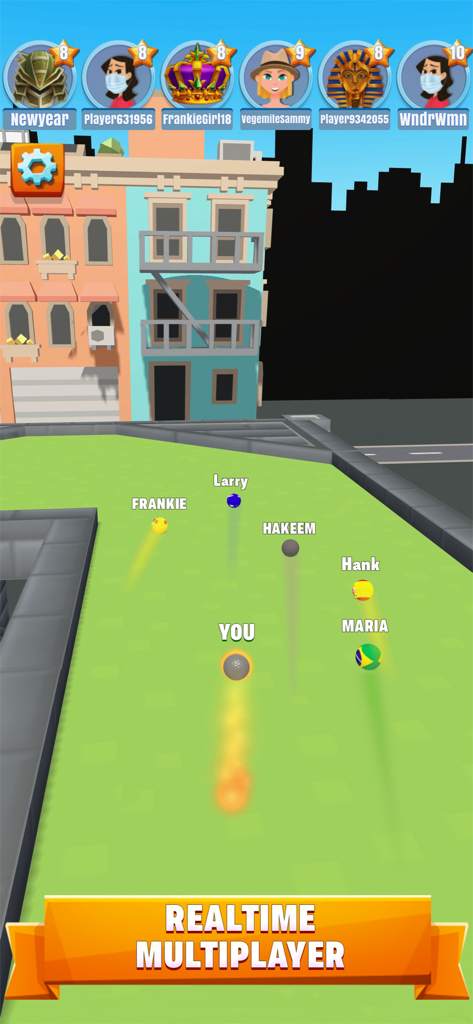 都市のアリーナでのリアルタイムマルチプレイヤーミニゴルフ競技