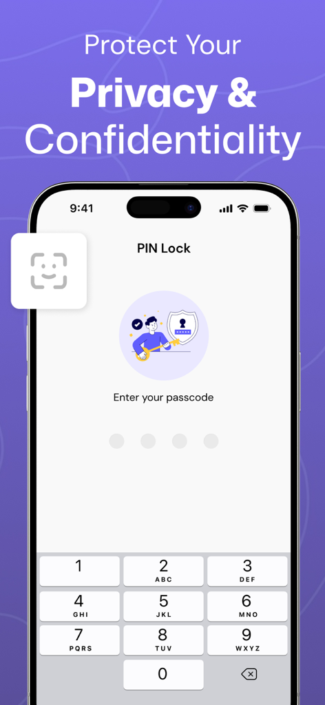 PIN lock screen interface for protecting privacy in the second phone number app