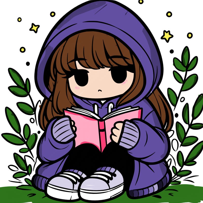 girl in oversized hoodie reading a book