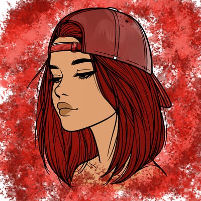 realistic  girl with a backwards hat