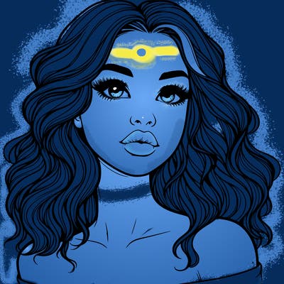 realistic girl with wavy hair and lips