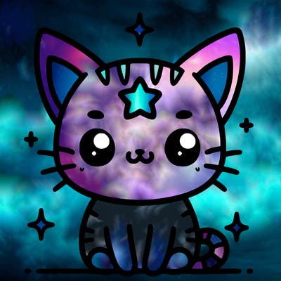 cute cat with star on forehead