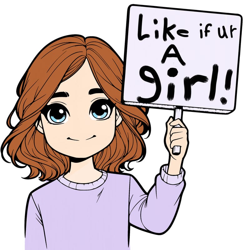 realistic girl holding up a sign