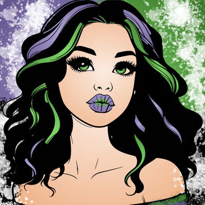 realistic girl with wavy hair and lips