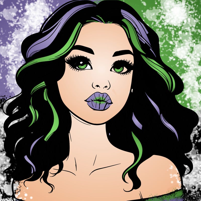 realistic girl with wavy hair and lips