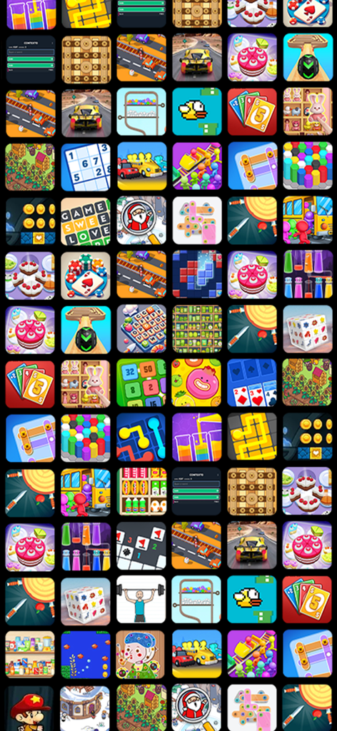 No Wifi Fun - All In One Games - A diverse grid of colorful icons representing various mini-games including puzzles, cards, and arcade games