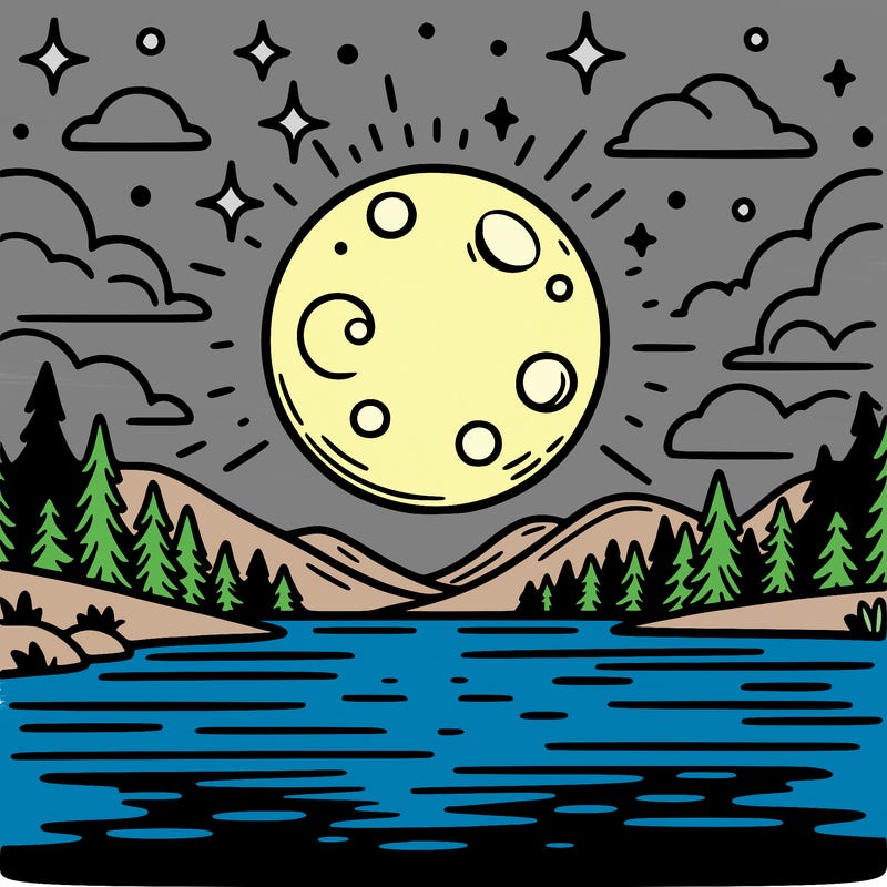 moonlight shining on a lake