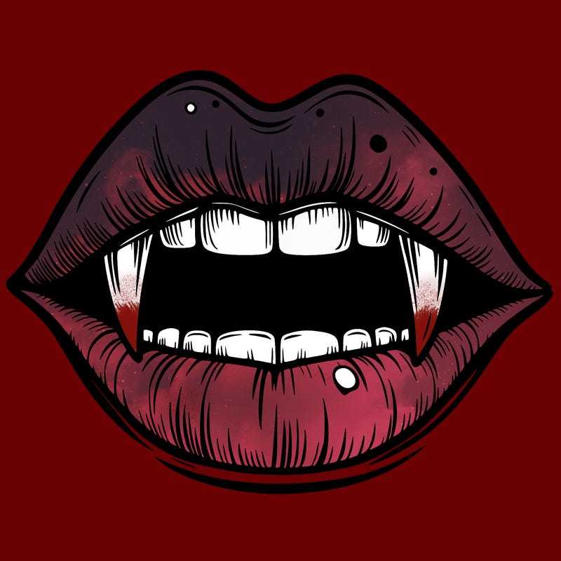 lips with vampire teeth