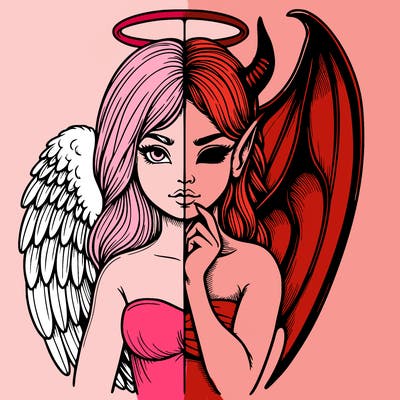 realistic angel half demon