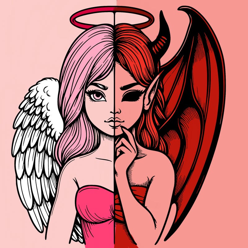 realistic angel half demon