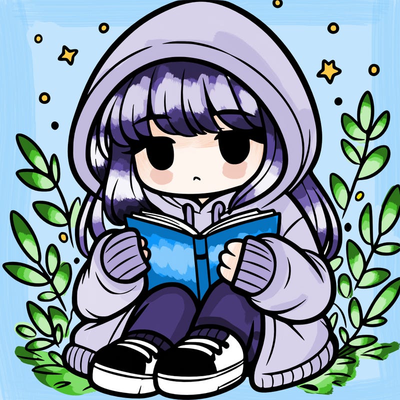 girl in oversized hoodie reading a book
