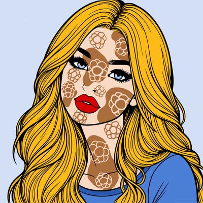 realistic girl with hair on her hair and lips