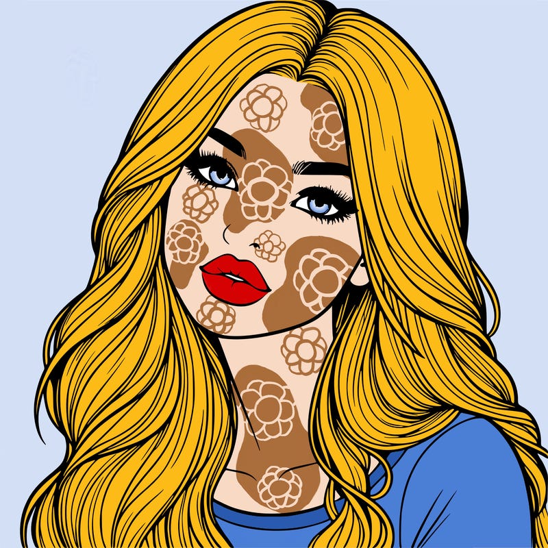 realistic girl with hair on her hair and lips