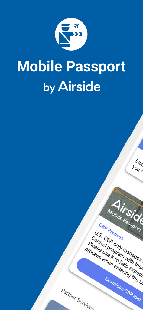Mobile Passport by Airside app interface for expedited travel and digital ID