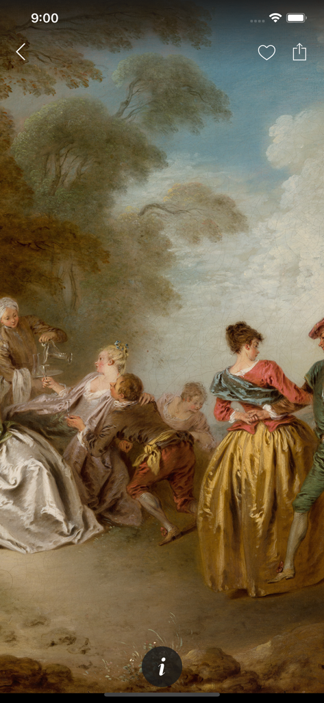 SC The Frick Pittsburgh - High-resolution zoomed-in view of an 18th-century painting within the SC The Frick Pittsburgh app