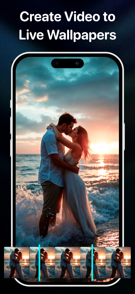 Silly Smiles Live Wallpaper 26 - 일몰 해변 커플이 있는 동영상을 라이브 배경화면으로 변환하는 방법을 보여주는 인터페이스