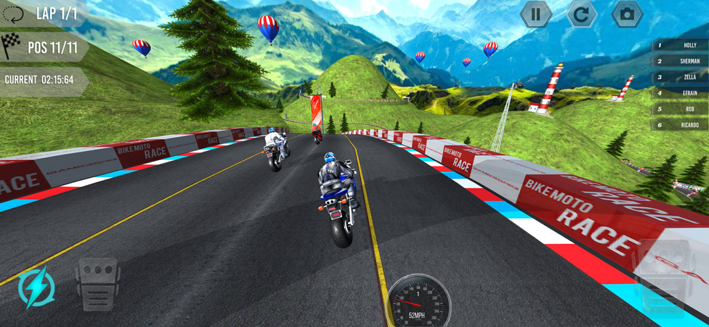 Bike Racing - Turbo Moto Race - Motorcycle racers competing on a scenic mountain track in Bike Racing Turbo Moto Race.