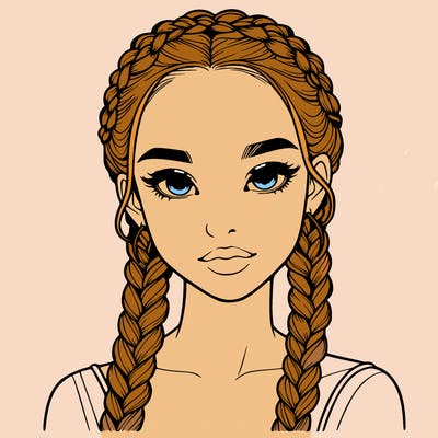 realistic girl with braids