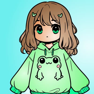 girl wearing frogging sweatshirt