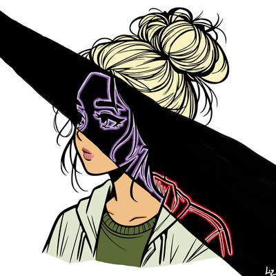 realistic teenage girl with a messy bun