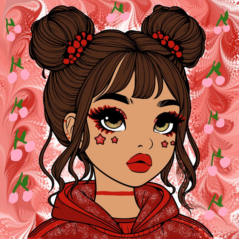 realistic girl with space buns