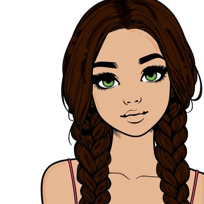 realistic girl with braids