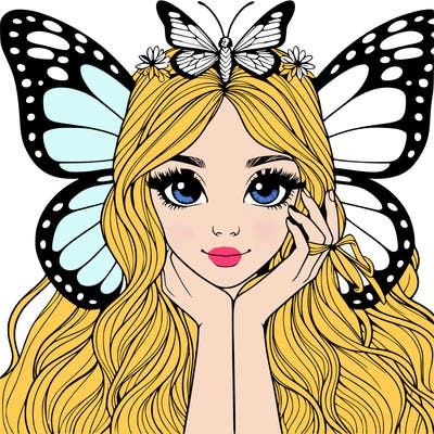 butterfly realistic girl