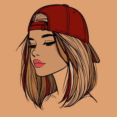 realistic  girl with a backwards hat