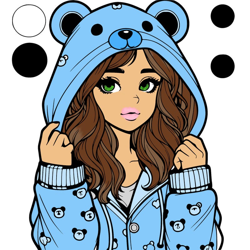 realistic girl in a animal pjs hoodie