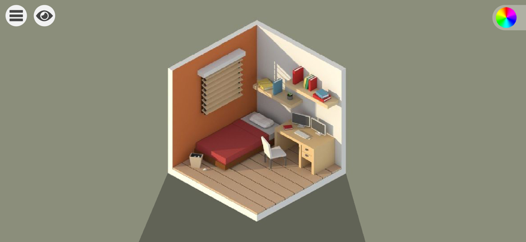 Design Dream Room - Isometric 3D view of a bedroom and workspace design in the app