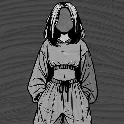 realistic girl faceless with baggy pants and a crop top