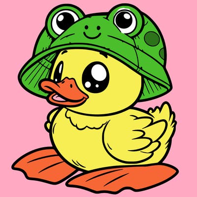 duck with frog hat