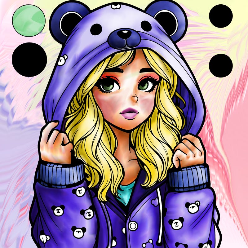 realistic girl in a animal pjs hoodie