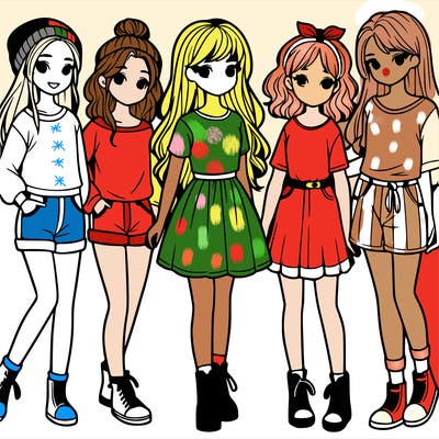 a group of five girls