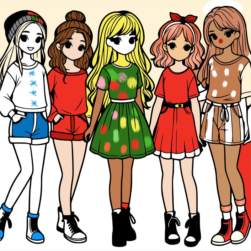 a group of five girls