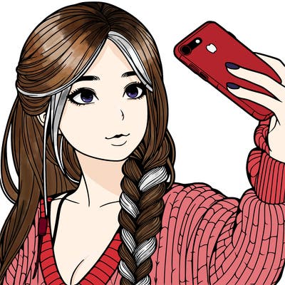 realistic girl, taking a selfie