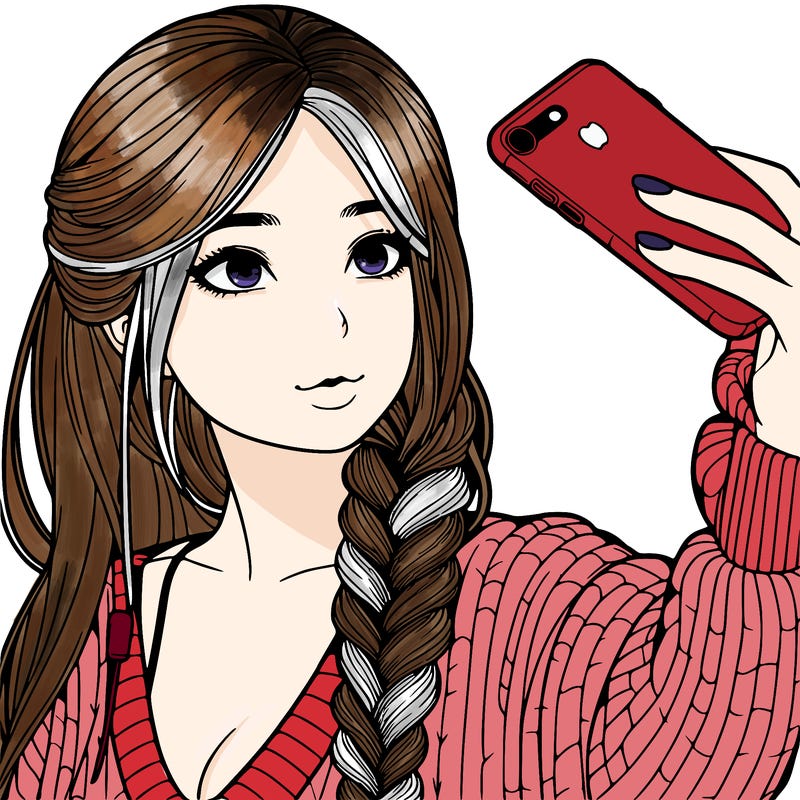 realistic girl, taking a selfie