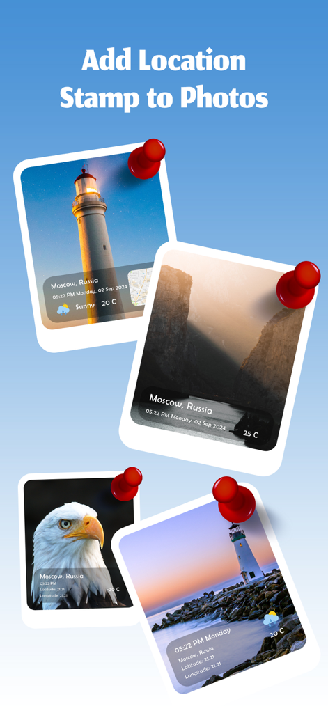 Screenshot showing several photos with GPS location and date time stamps