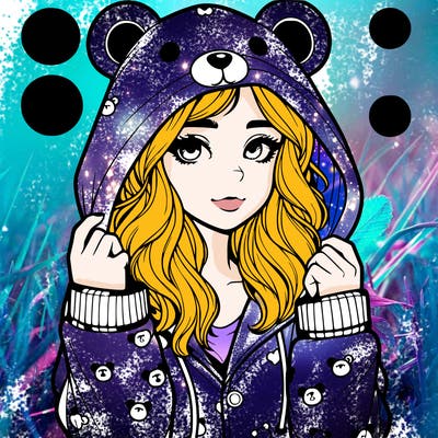 realistic girl in a animal pjs hoodie