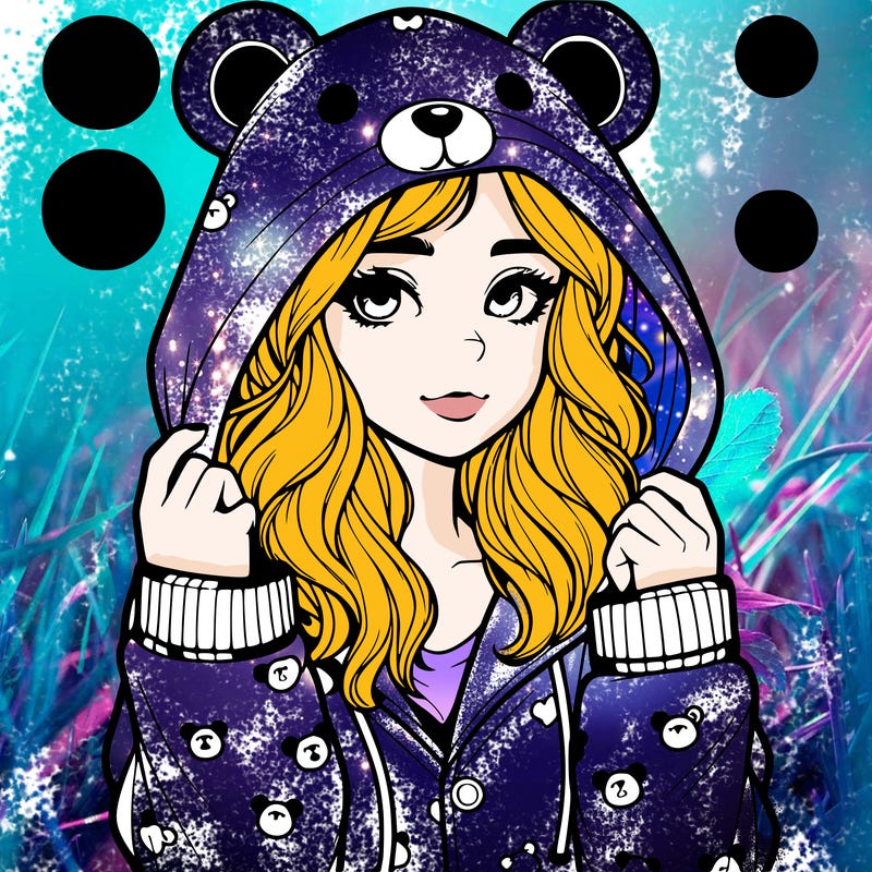 realistic girl in a animal pjs hoodie