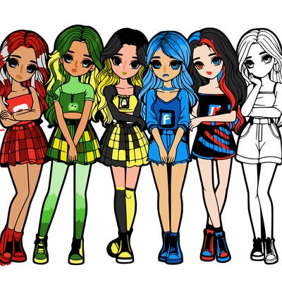 a group of girls realistic