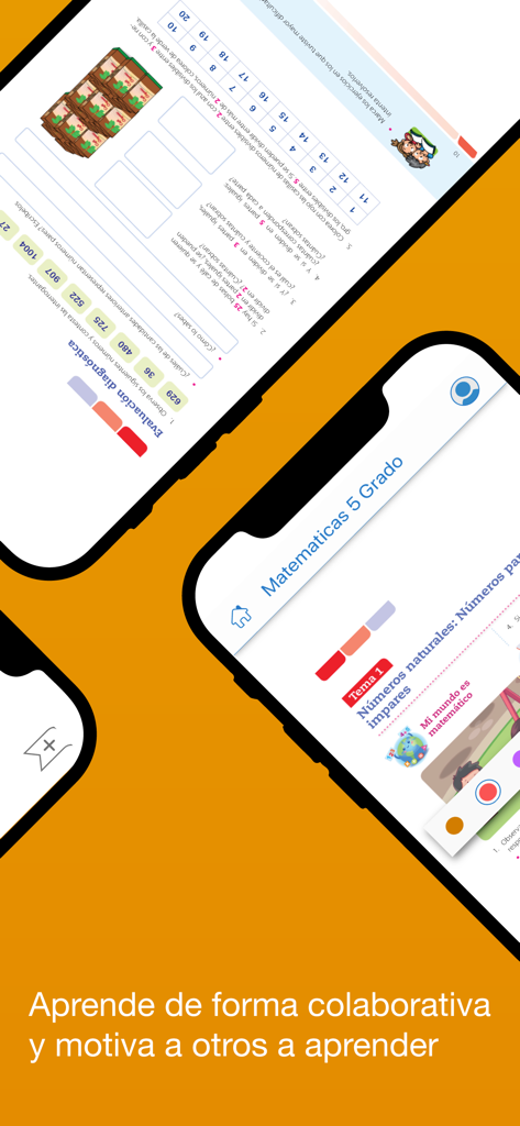 ese digital - Interface of the ese digital app showing a 5th grade math lesson in Spanish on a mobile device