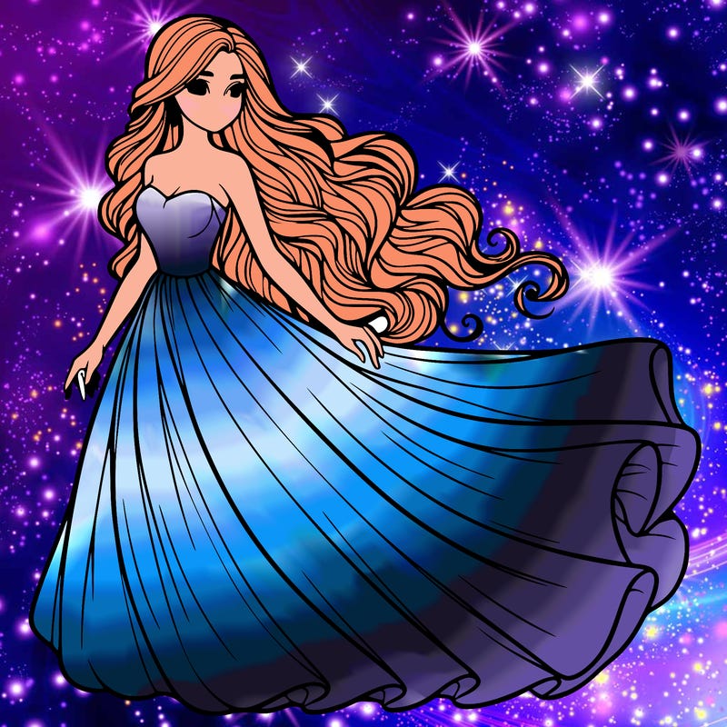 realistic woman with long flowing dress