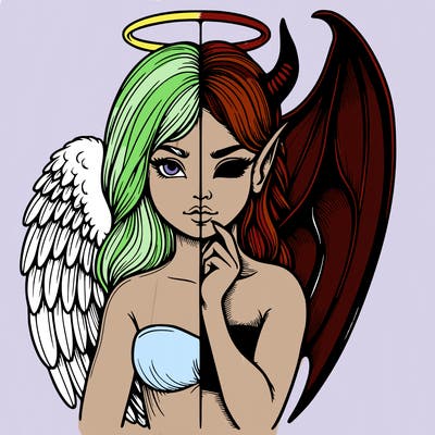 realistic angel half demon