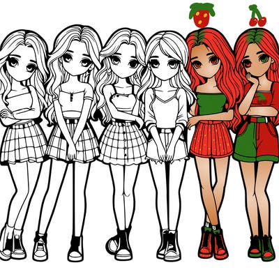 a group of girls realistic