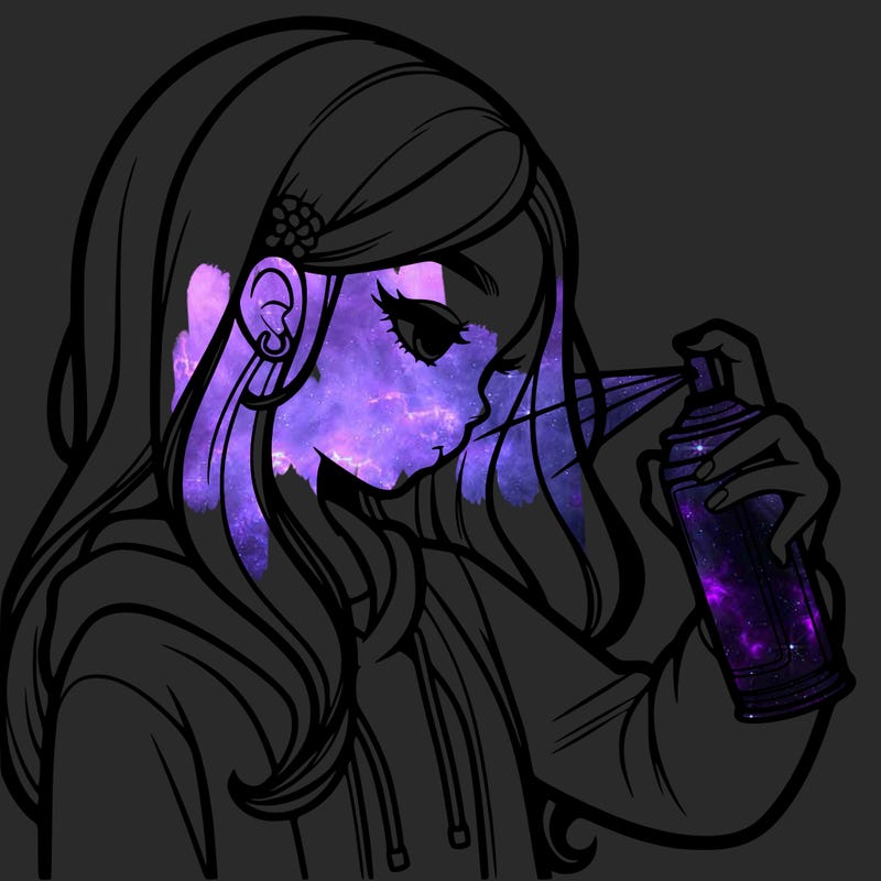 a realistic girl spray painting