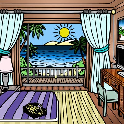 hotel room view of the beach